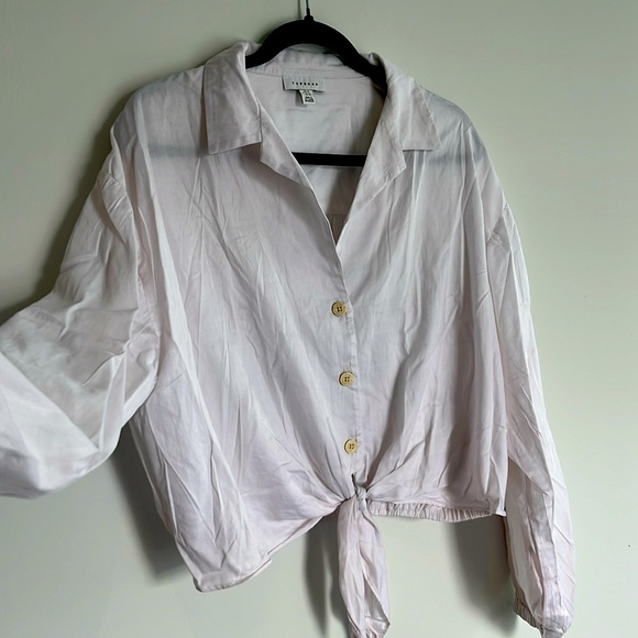 TOPSHOP White cotton shirt with knot - Picture 1 of 10